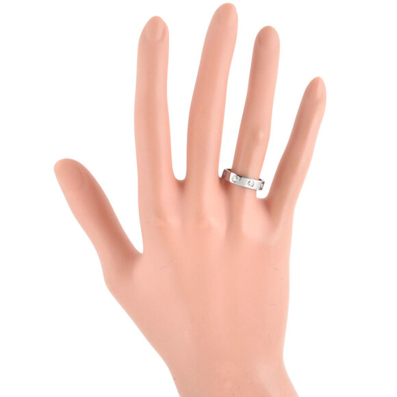 CARTIER Authentic 18k Silver Diamond Love Ring #50
